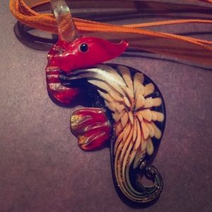Seahorse Glass Pendant Necklace